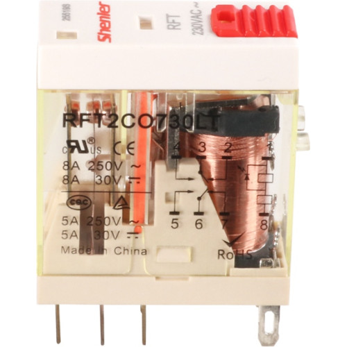 Реле Shenler RFT2CO730LT (2CO, 8A, 230В) с индикацией и кнопкой тест